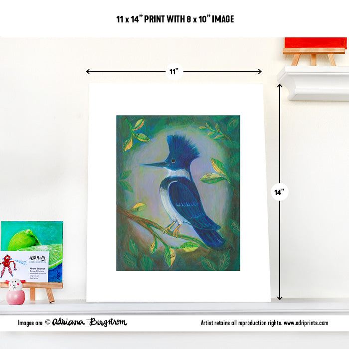 ART PRINT - Kingfisher, art print in various sizes featuring art by Adriana Bergstrom (Adriprints)