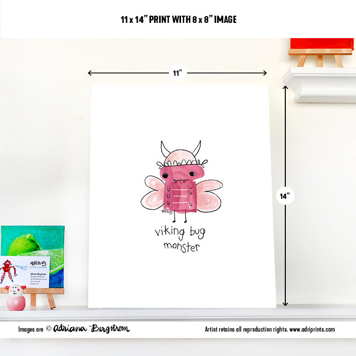 ART PRINT - Viking Monster print featuring art by Adriana Bergstrom (Adriprints)