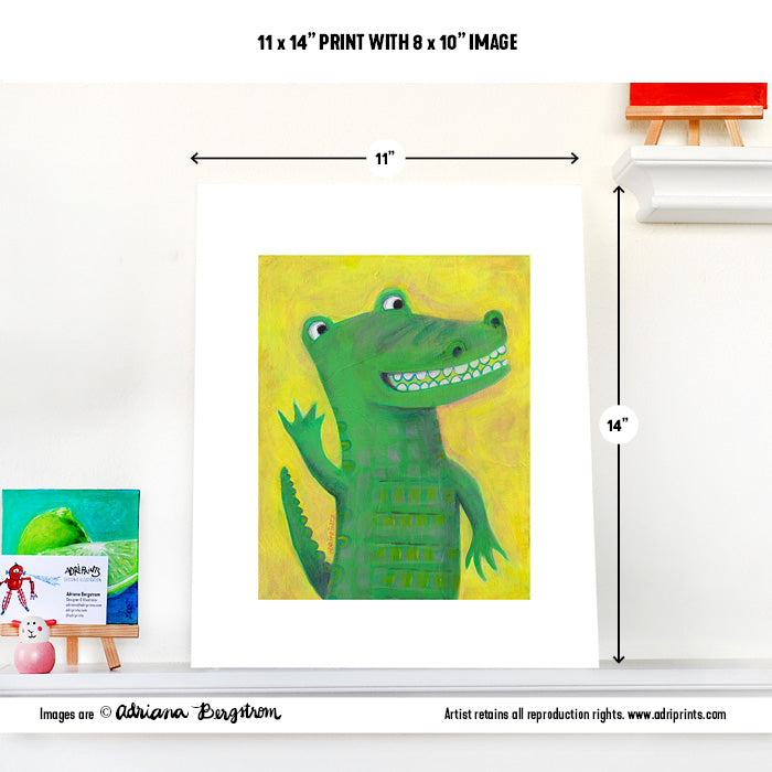 ART PRINT - Alligator Says Hello print featuring art by Adriana Bergstrom (Adriprints)