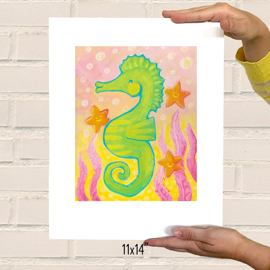 ART PRINT - Sweet Seahorse giclee of original painting by Adriprints