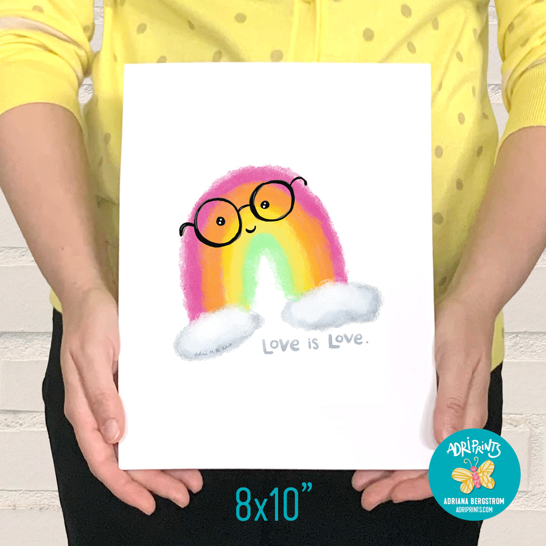 ART PRINT - Love is Love Rainbow Giclee ART PRINT in various sizes featuring original artwork  by Adriana Bergstrom (Adriprints)
