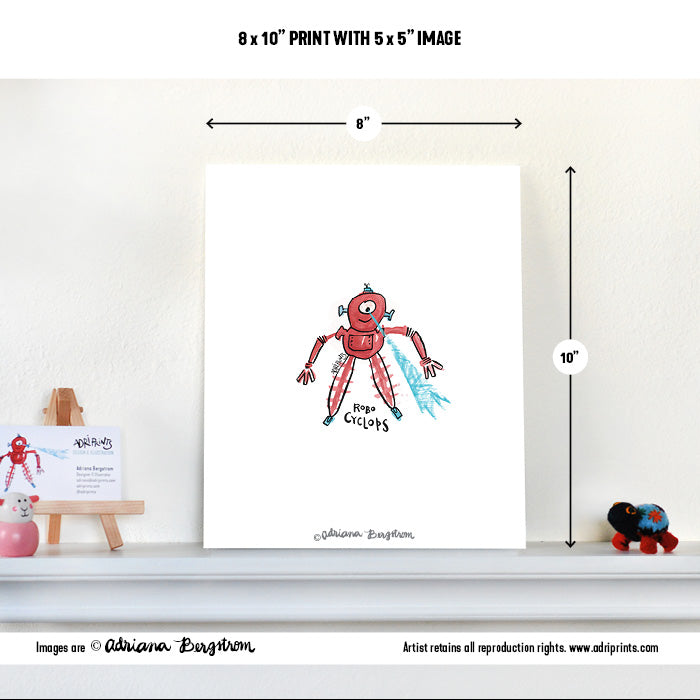 ART PRINT - Robo Cyclops print featuring art by Adriana Bergstrom (Adriprints)