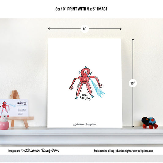 ART PRINT - Robo Cyclops print featuring art by Adriana Bergstrom (Adriprints)