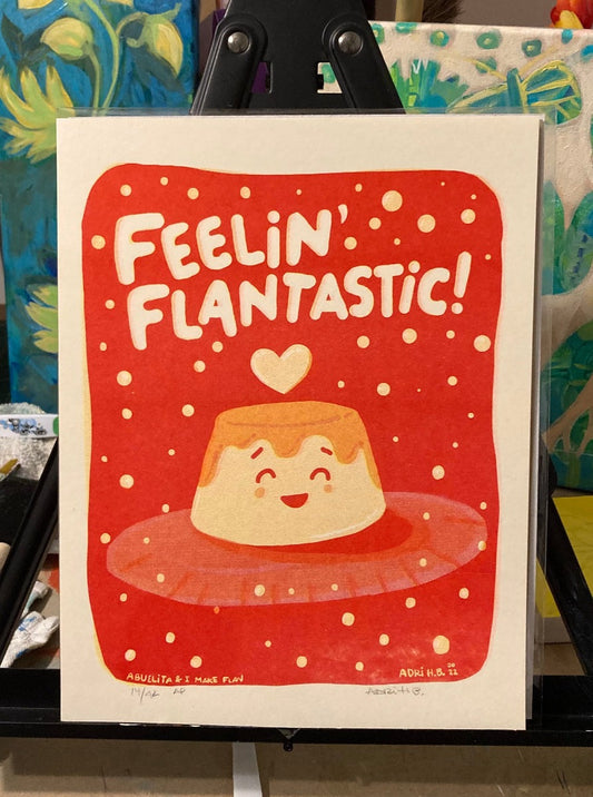 artist proof of feelin flantastic risograph art print signed limited edition by adriana bergstrom