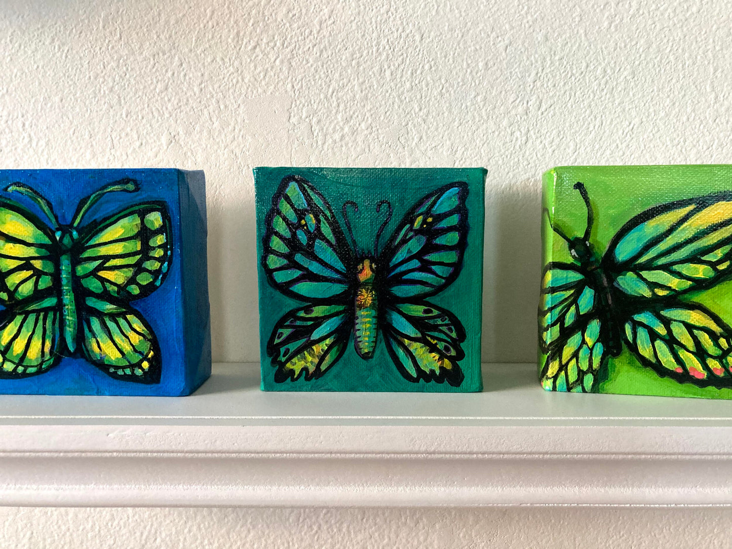 Mini Butterfly on Teal (original)