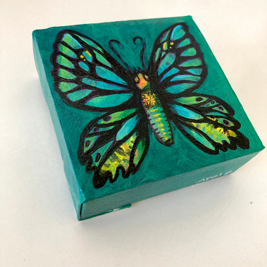 Mini Butterfly on Teal (original)