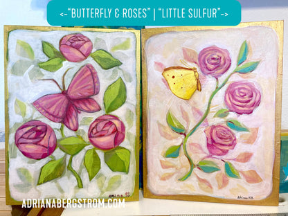 Butterfly and Pink Roses (original)