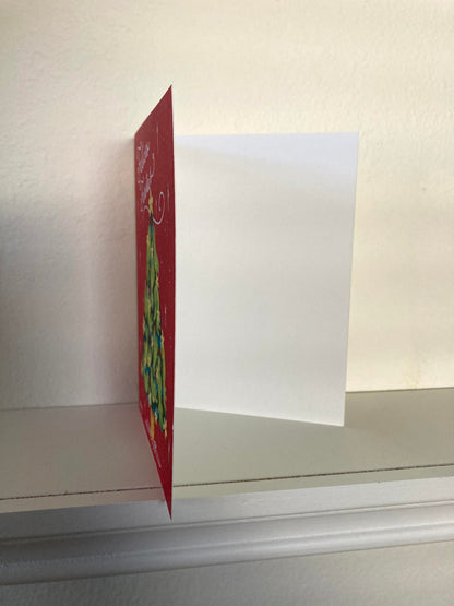 Tropical Christmas Tree, eco-friendly greetings, boxed 10 pack card set, art by Adriana Bergstrom