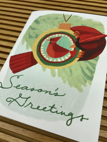 Season's Greetings Cardinal, boxed 10 pack card set, art by Adriana Bergstrom