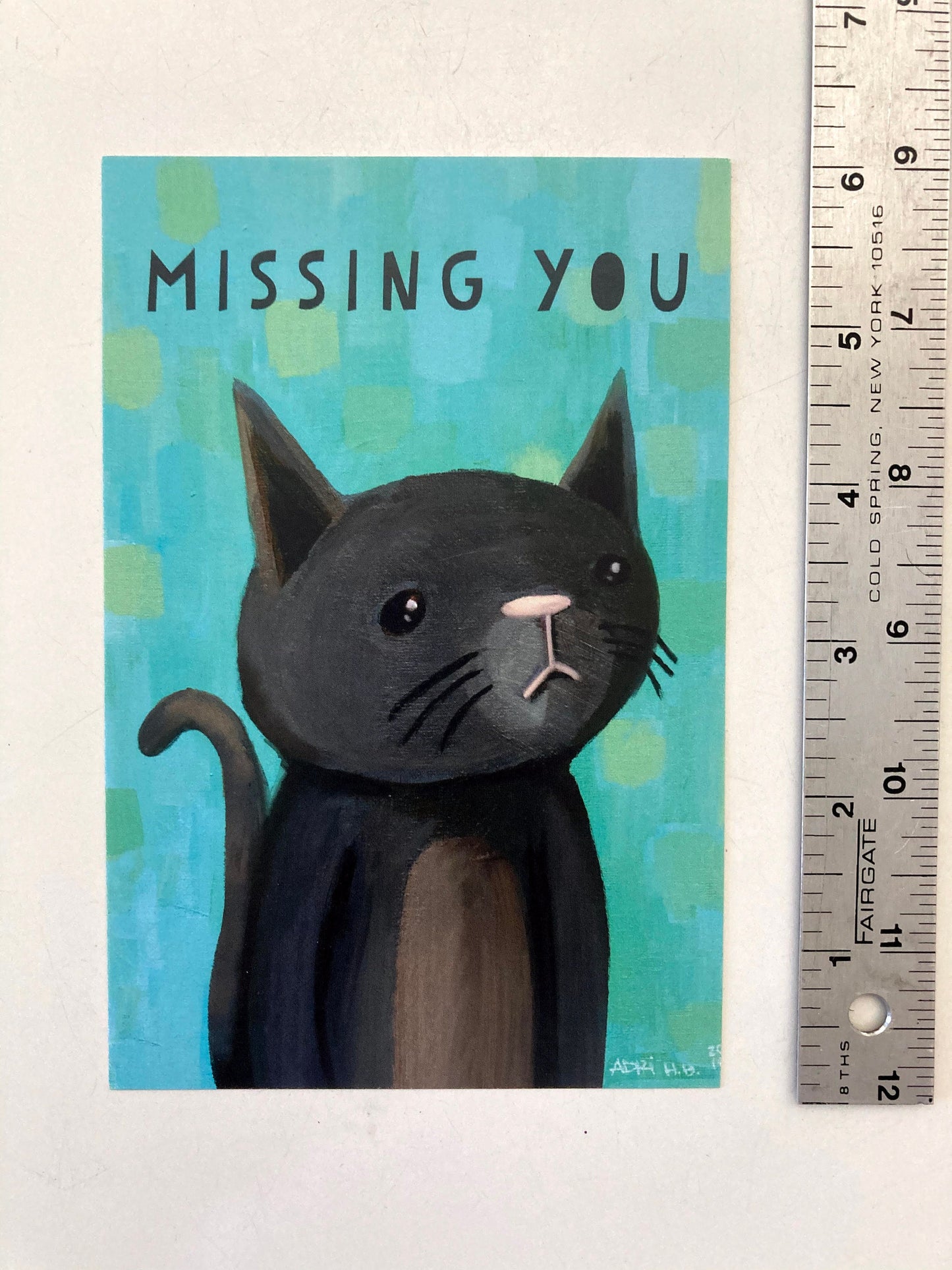 Miss You Wistful Cat postcard, 10 pack of postcards, art by Adriana Bergstrom, adriprints