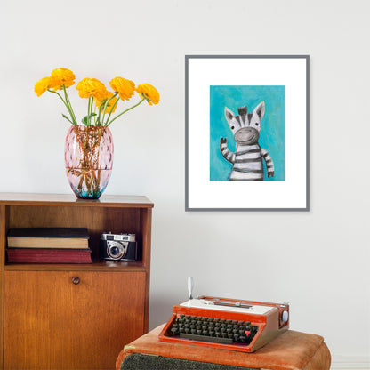 ART PRINT - Zebra Says Hello, featuring original art by Adriana Bergstrom (Adriprints)