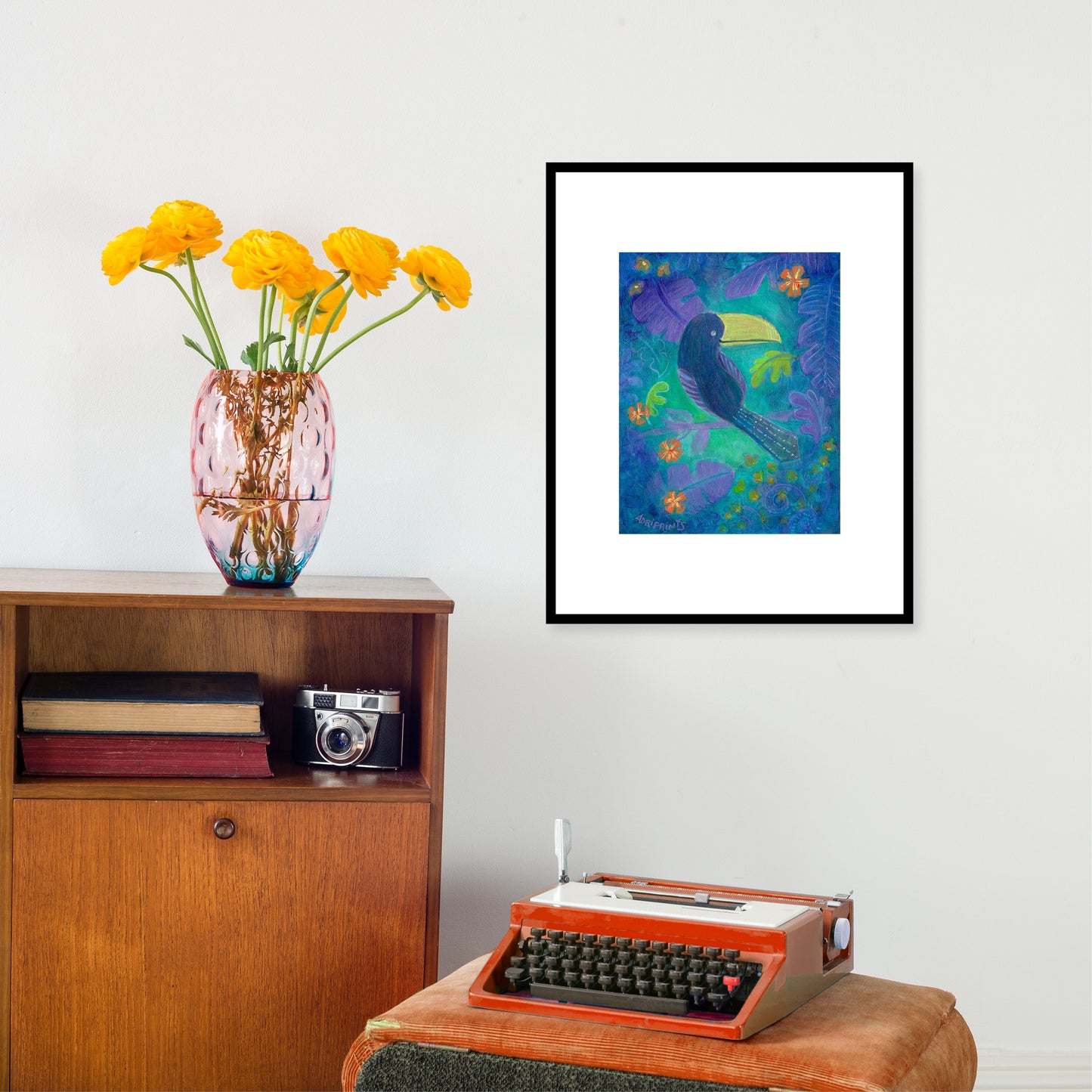 ART PRINT - Deep Jungle Toucan, art print featuring original art by Adriana Bergstrom (Adriprints)