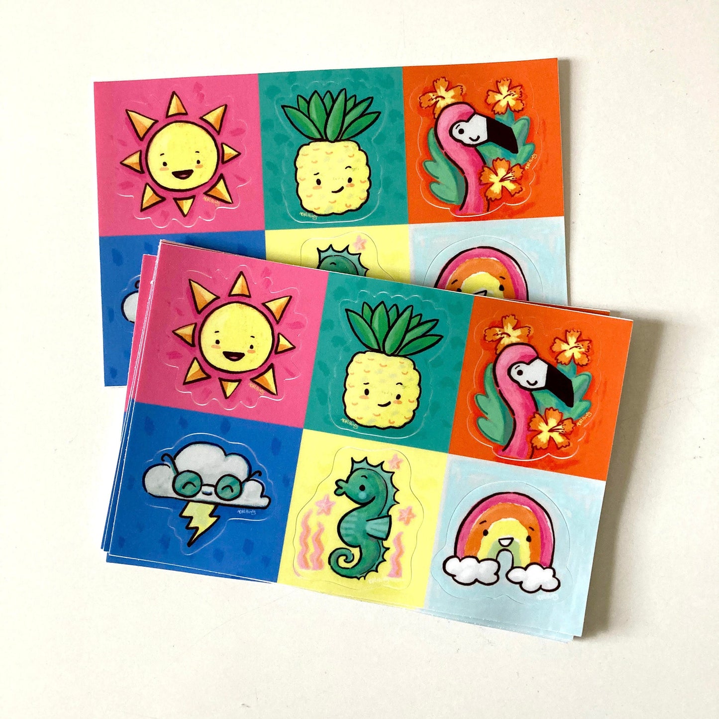Tropical Sunshine Sticker Sheet, 6 stickers featuring art by Adriana Bergstrom (Adriprints)