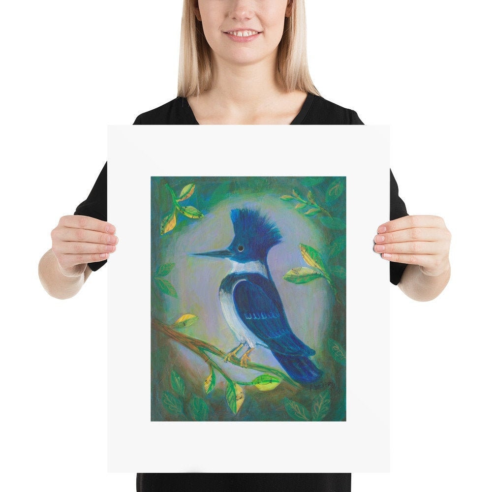 ART PRINT - Kingfisher, art print in various sizes featuring art by Adriana Bergstrom (Adriprints)
