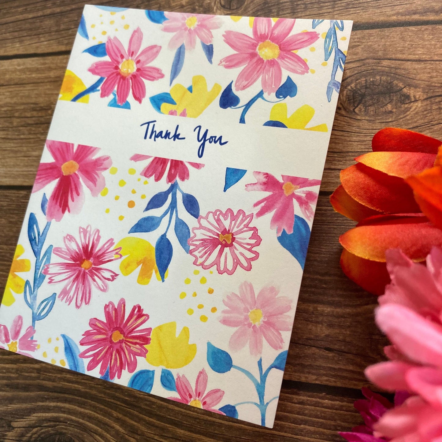 THANKS - Yellow Florals - bouquet, flowers, anytime appreciation, Eco-Friendly Notecards by Adriana Bergstrom (Adriprints)