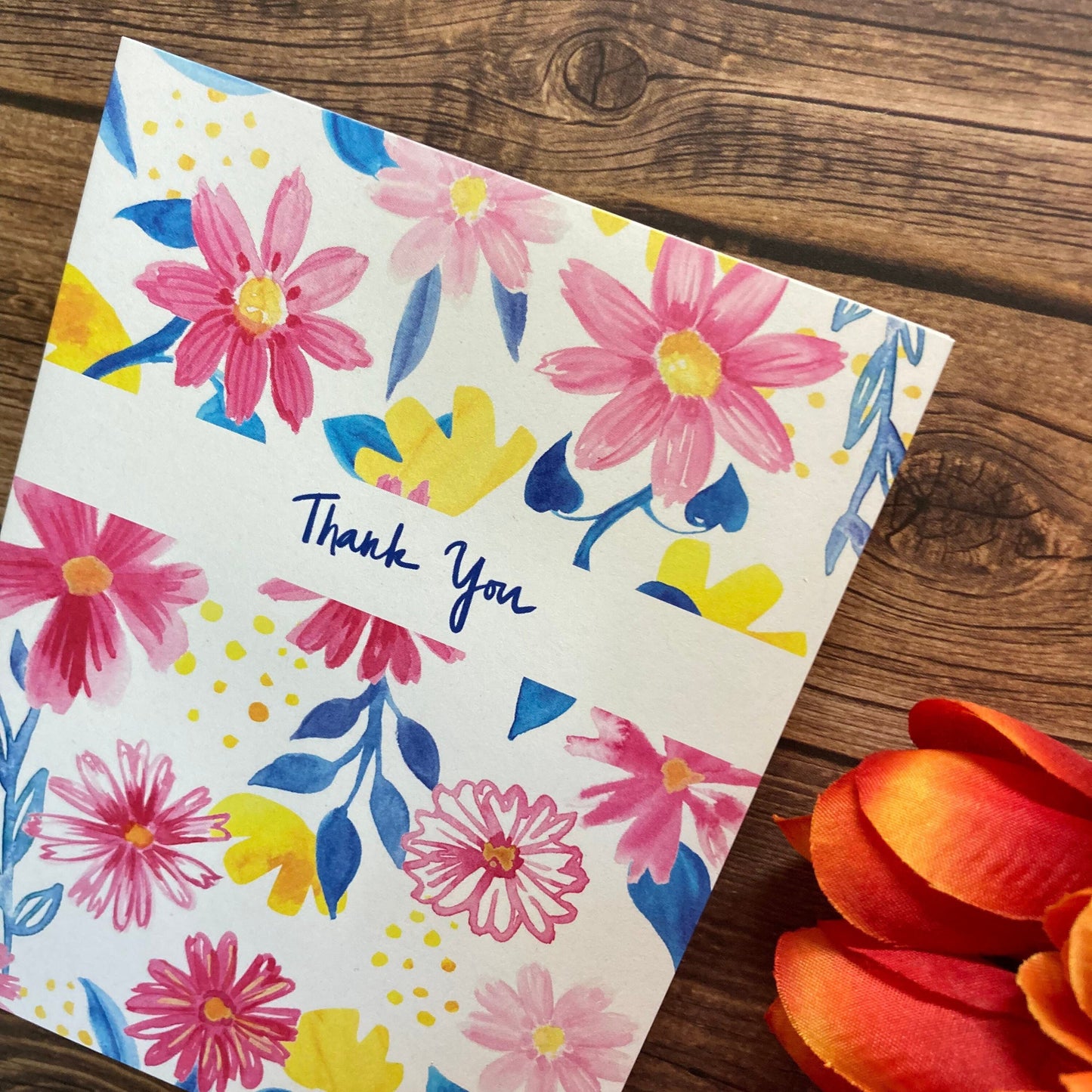 THANKS - Yellow Florals - bouquet, flowers, anytime appreciation, Eco-Friendly Notecards by Adriana Bergstrom (Adriprints)