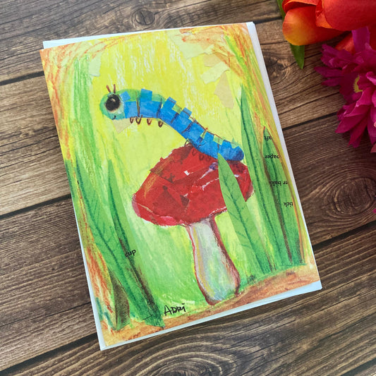 EVERYDAY - Blue Caterpillar - Notecard featuring Art by Adriana Bergstrom