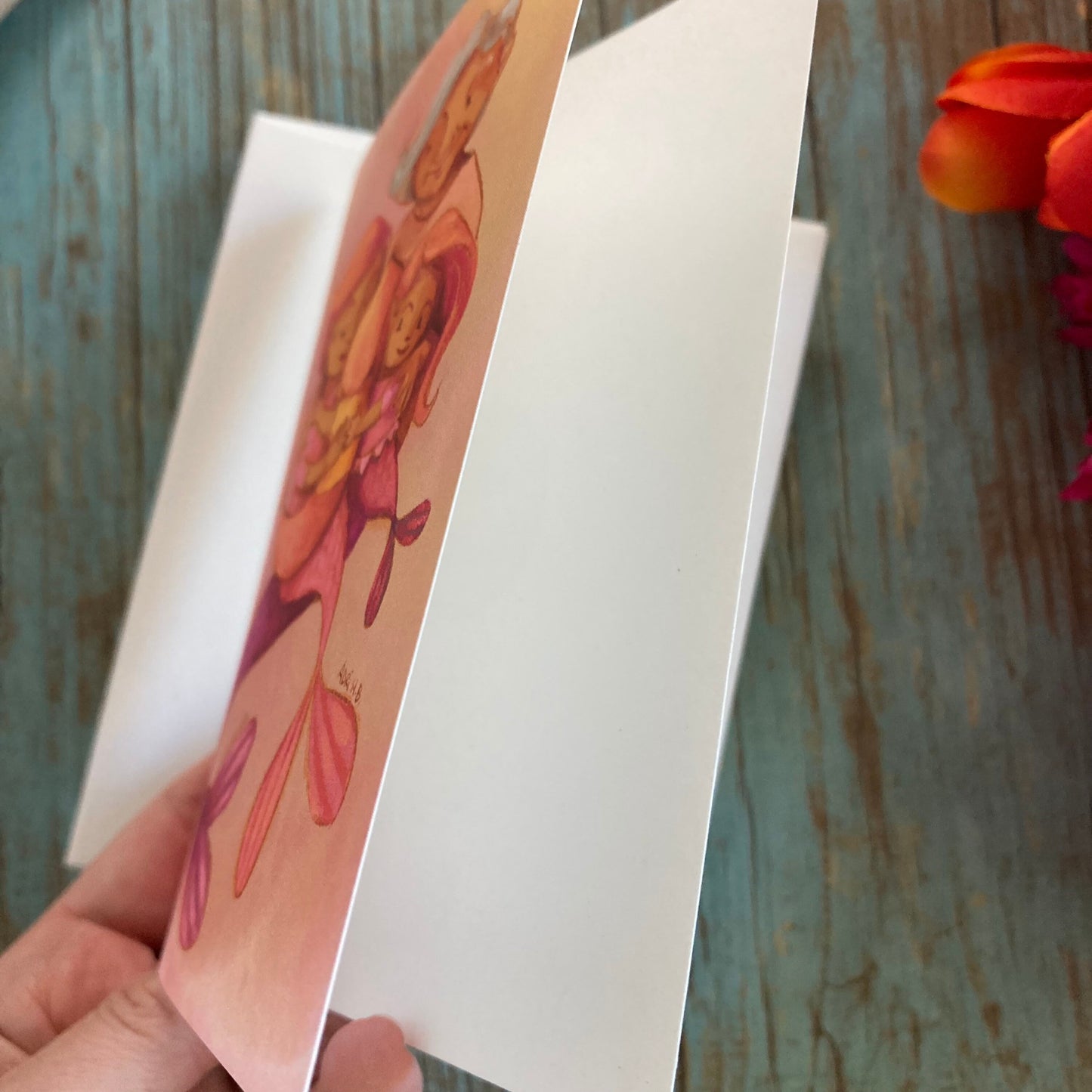 LOVE - Mermaid Family - Greeting Card for Mom, Sister, Grandma, Friends, eco-friendly notecards by Adriana Bergstrom (Adriprints)