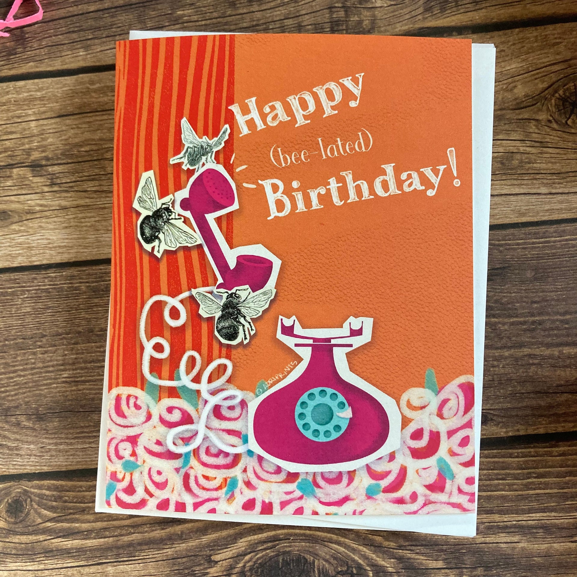 BIRTHDAY - Beelated belated Birthday Card - featuring collage by Adriana Bergstrom