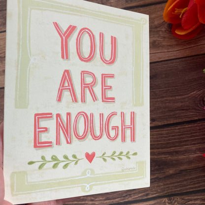 EVERYDAY - You Are Enough - Notecard featuring Lettering by Adriana Bergstrom