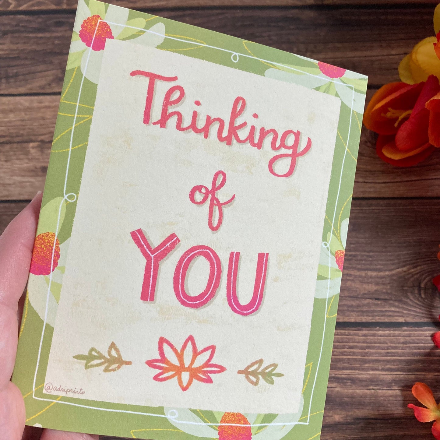 EVERYDAY - Thinking of You Floral Notecard featuring Lettering by Adriana Bergstrom
