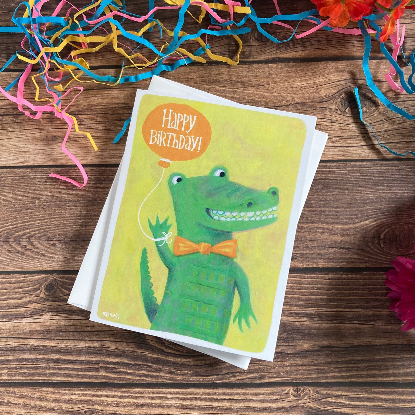 BIRTHDAY - Gator Crocodile Birthday Card, art by Adriana Bergstrom (Adriprints)