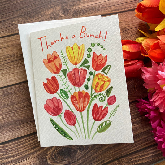 THANKS - Thanks a Bunch - Appreciation, thanks, teacher, coworker, bouquet, friend, art by Adriana Bergstrom (Adriprints)