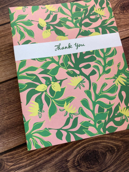 THANKS - Tropical Florals Thank You card - bouquet, flowers, anytime appreciation, Eco-Friendly Notecards by Adriana Bergstrom (Adriprints)