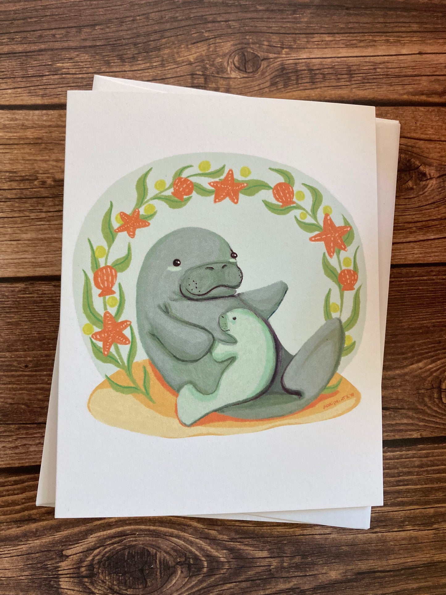 LOVE - Manatee Mama - Greeting Card for new parents, Mother's Day, Father's Day, new families, eco-friendly notecards by Adriana Bergstrom