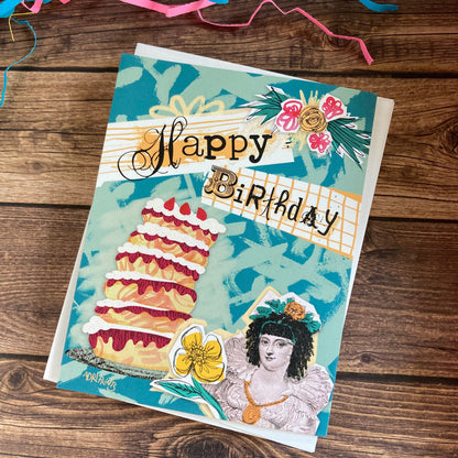 BIRTHDAY - Fabulous Lady birthday card - featuring collage art by Adriana Bergstrom