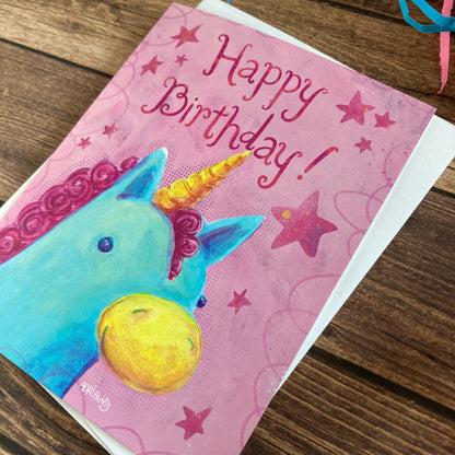 BIRTHDAY - Unicorn Fancy Happy Birthday card - featuring art by Adriana Bergstrom