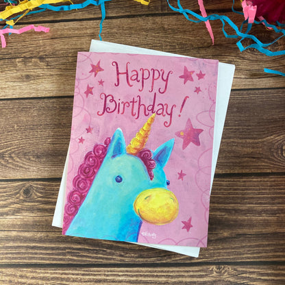 BIRTHDAY - Unicorn Fancy Happy Birthday card - featuring art by Adriana Bergstrom