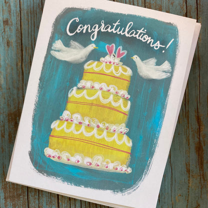 WEDDING - Wedding Birds - Congratulations Wedding Cake, Eco-Friendly Notecards by Adriana Bergstrom (Adriprints)