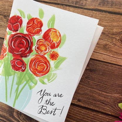 THANKS - You Are the Best - Greeting Card for Mom, Friend, Galentine, Eco-Friendly Notecards by Adriana Bergstrom (Adriprints)